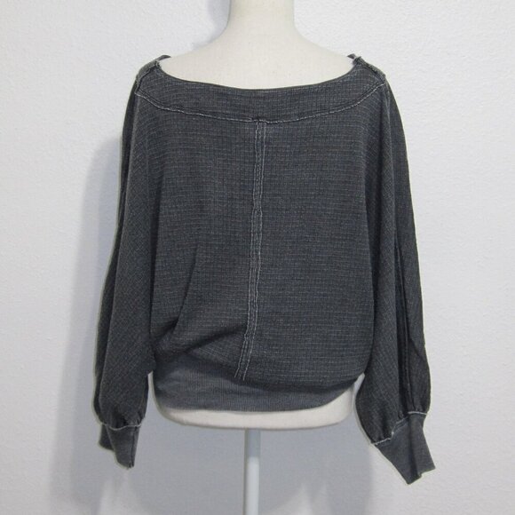 WE THE FREE Willow Thermal Women's Size Small Gray Dolman Off The Shoulder Tunic - Picture 4 of 10